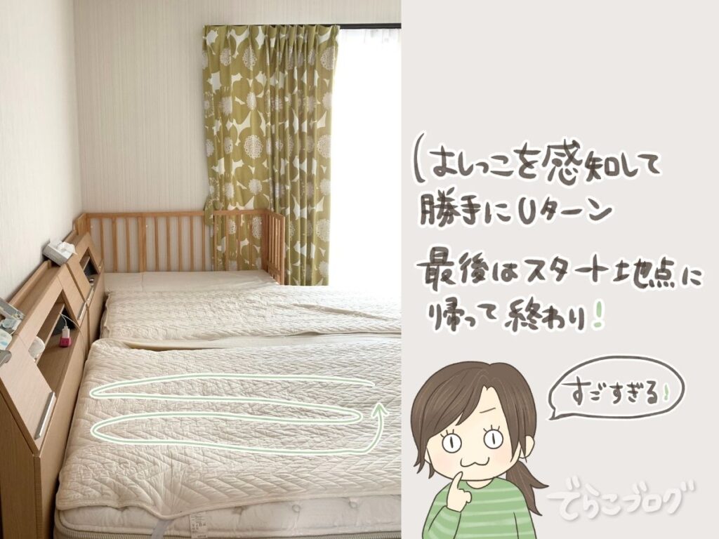 勝手にUターンして全体を掃除してくれることを説明した画像
