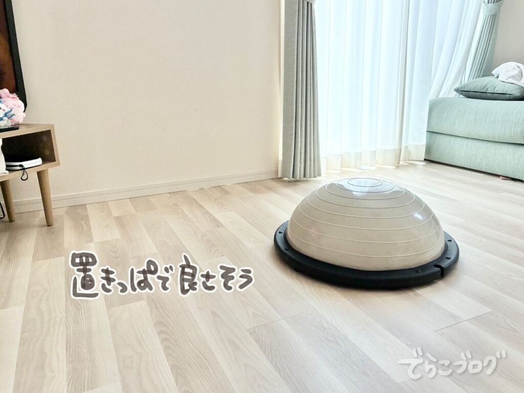 バランスドームを部屋に出したまま置いている様子